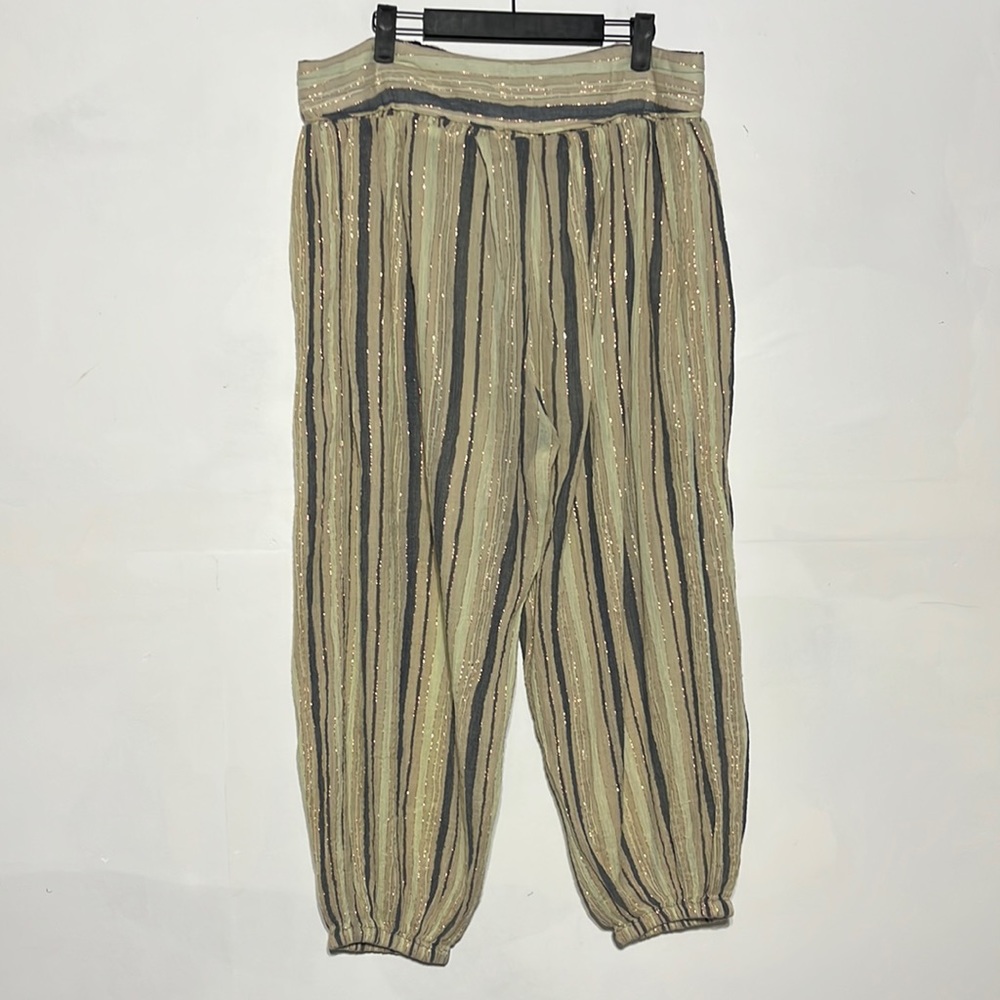 Free People Striped Metallic Baggy Parachute Jogger Pants Size Small - Picture 1 of 6